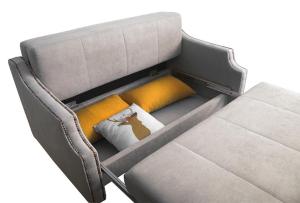 Sofá cama de tela plegable con lugar para almacenamiento 