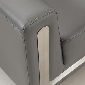Sofá moderno para oficina de cuero gris 